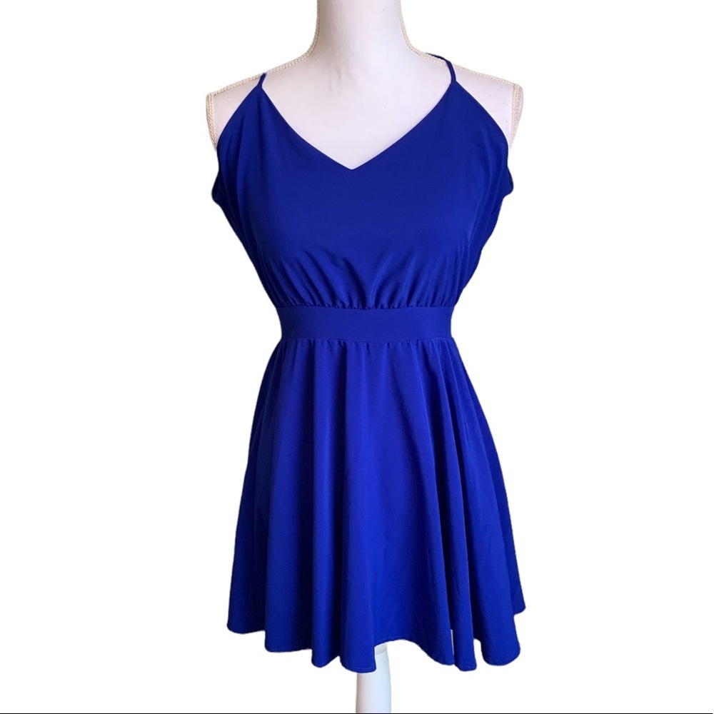 Lucy Love Blue Halter Top Dress Size Medium